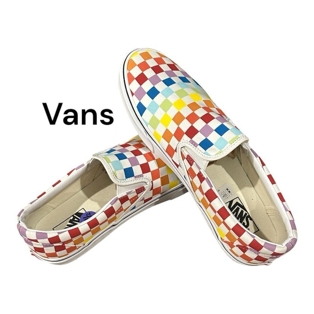 Vans Rainbow Checkerboard Slip-ons